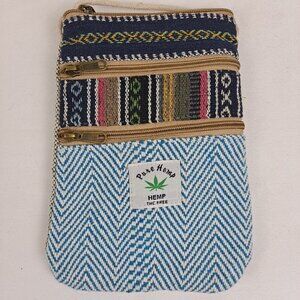 Handmade Pure Hemp Multi Zipper Pocket Crossbody Bag Striped Geometric Chevron
